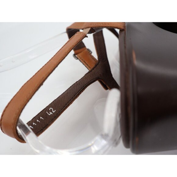 Mephisto France Women's Sandal Size 42 12 Block Heel Slingback Brown Leather - Picture 10 of 15